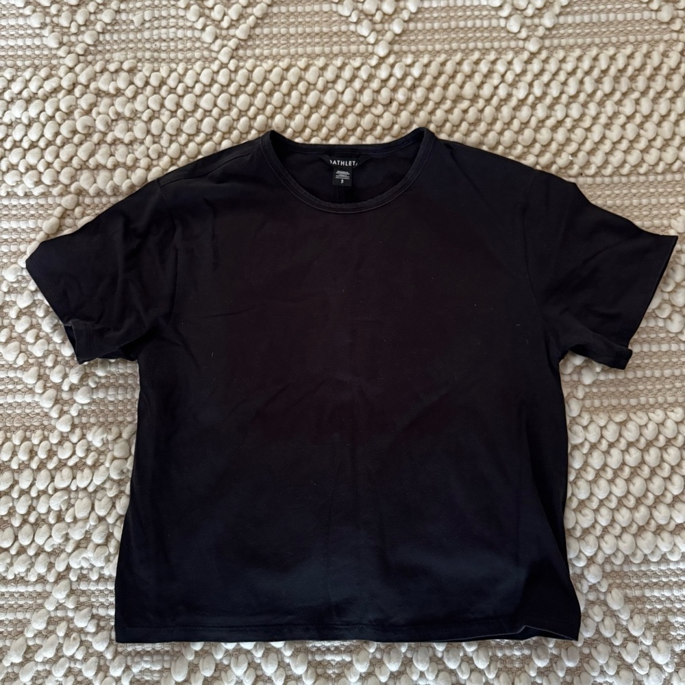 Athleta Black Crewneck Short Sleeve Tee